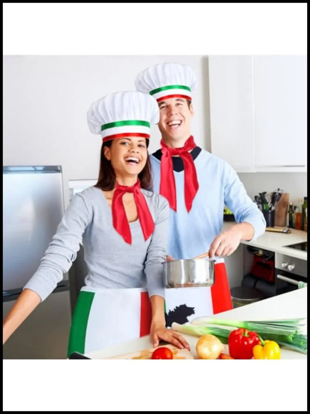 Italian Chef Costume Set with Aprons Hats Bandanas Pizza Party Kitchen